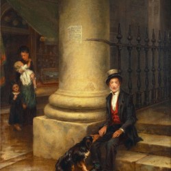 A family and a dog